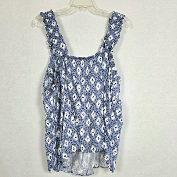 Maurices Plus Floral Print Tank Top Blue 2X - Picture 4 of 7